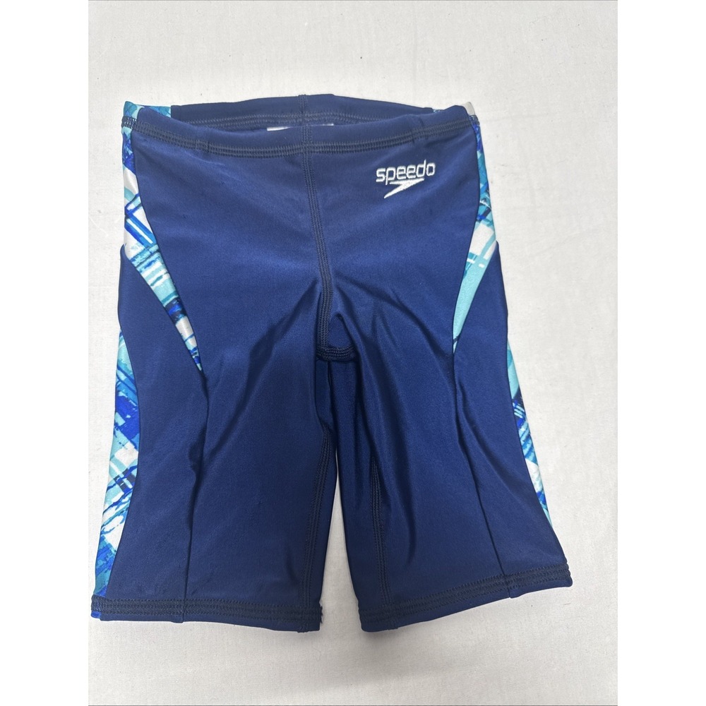 Speedo Racing Youth Blue Swim Shorts Jammer Drawstring Sz 22 ages 4-5